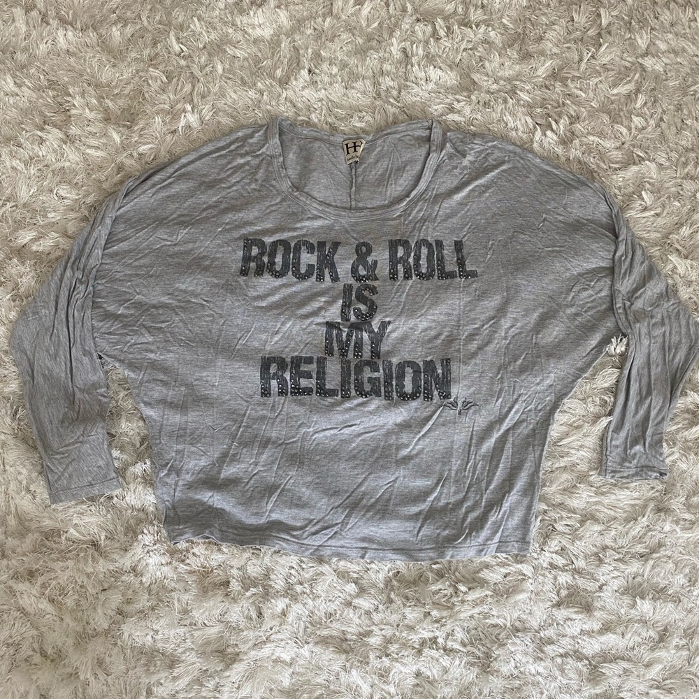 Haute Hippie “Rock & Roll is My Religion” Long Sleeve Top: Women’s